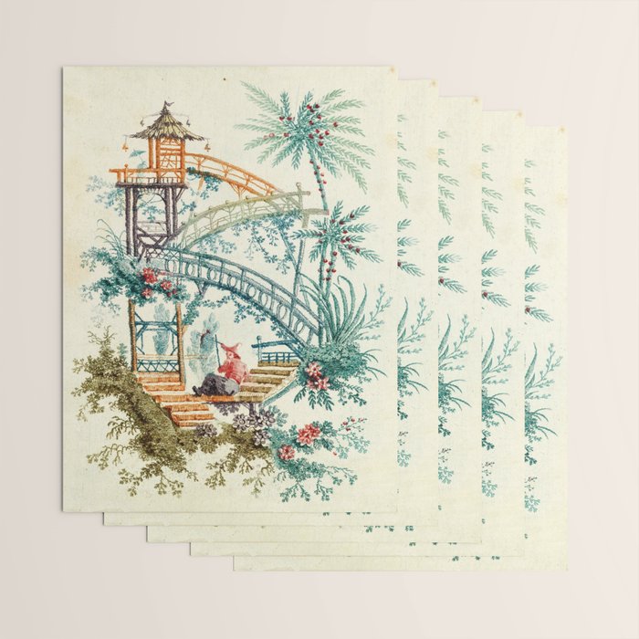 Enchanted Waterfall Garden 19th Century Chinoiserie Wrapping Paper Gallery Image 3