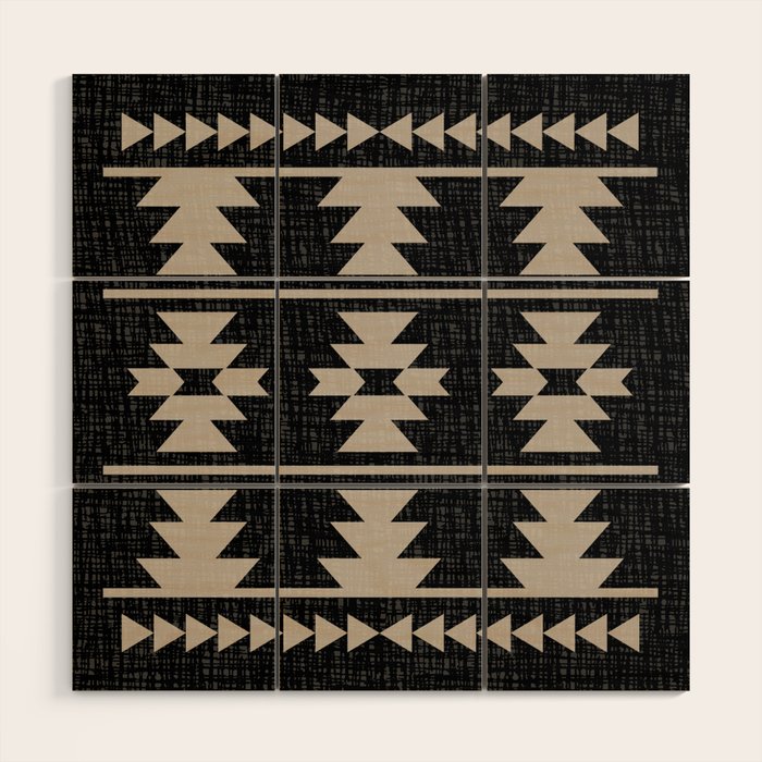 Southwestern Pattern 129 Black and Linen Wood Wall Art Gallery Image 1