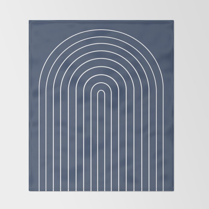 Minimal Arch XIV Navy Blue Modern Geometric Lines Throw Blanket Gallery Image 2
