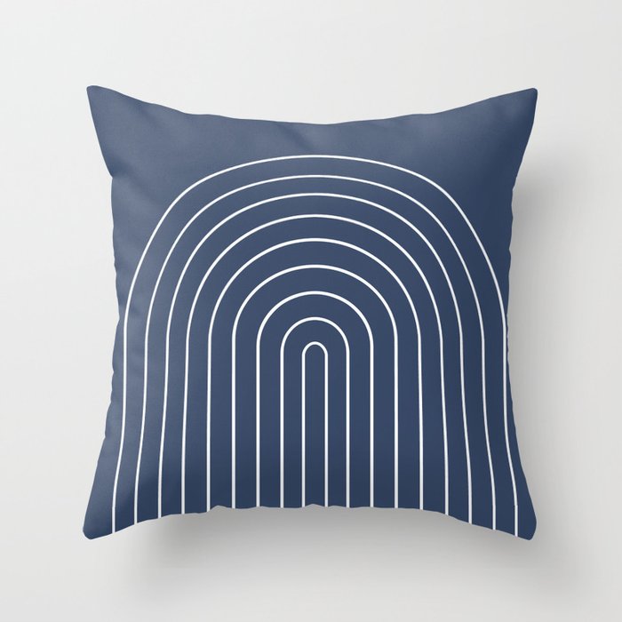 Minimal Arch XIV Navy Blue Modern Geometric Lines Throw Pillow Gallery Image 1