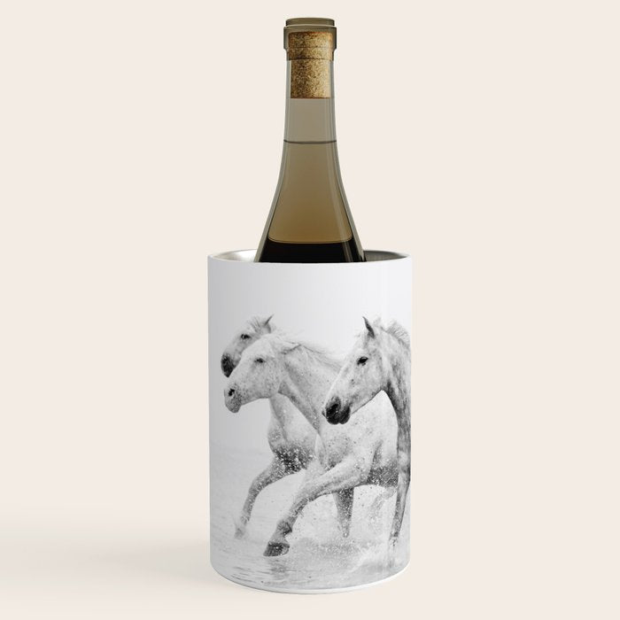 Wild Horses - Black and White Photography Wine Chiller Gallery Image 2