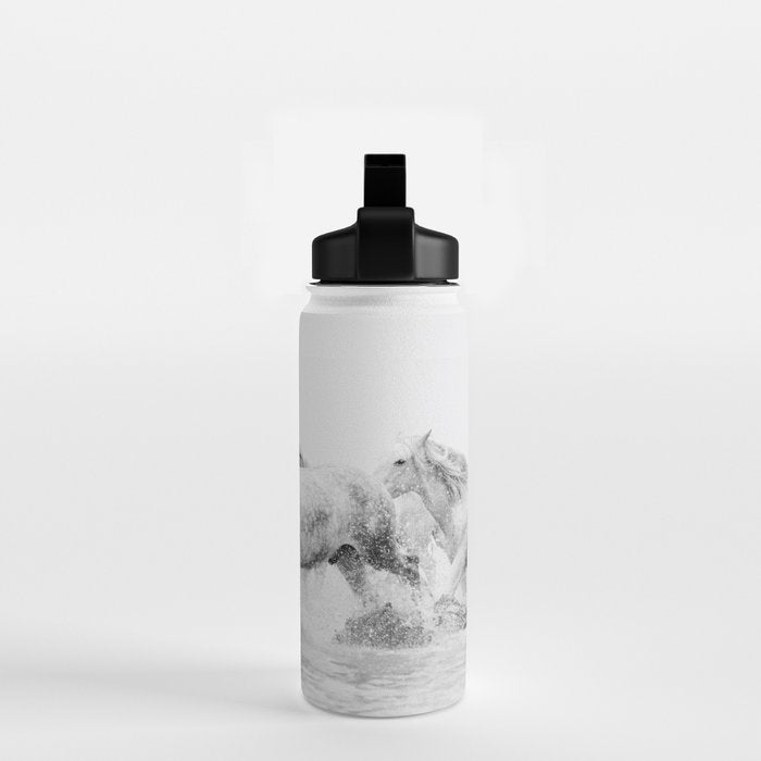 Wild Horses - Black and White Photography Water Bottle Gallery Image 2
