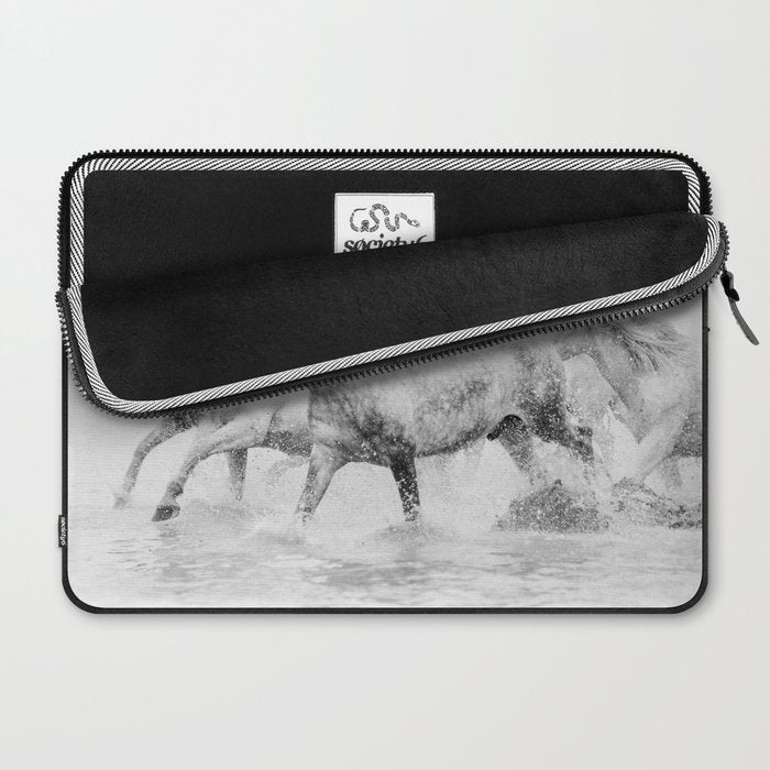 Wild Horses - Black and White Photography Laptop Sleeve Gallery Image 2