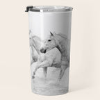 Wild Horses - Black and White Photography Travel Mug Gallery Image 3