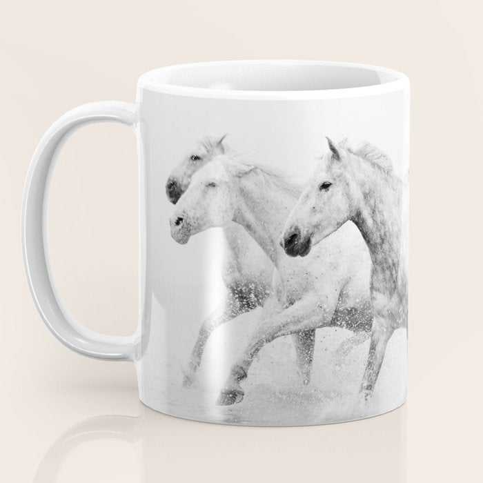 Wild Horses - Black and White Photography Coffee Mug Gallery Image 3