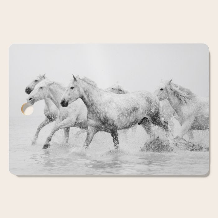 Wild Horses - Black and White Photography Cutting Board Gallery Image 1