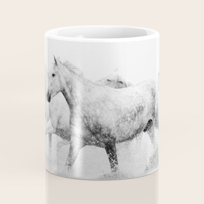 Wild Horses - Black and White Photography Coffee Mug Gallery Image 4