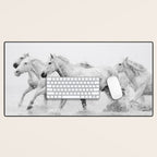 Wild Horses - Black and White Photography Desk Mat Gallery Image 1