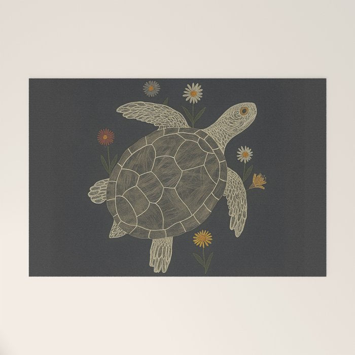 Turtle with Flowers Welcome Mat Gallery Image 1
