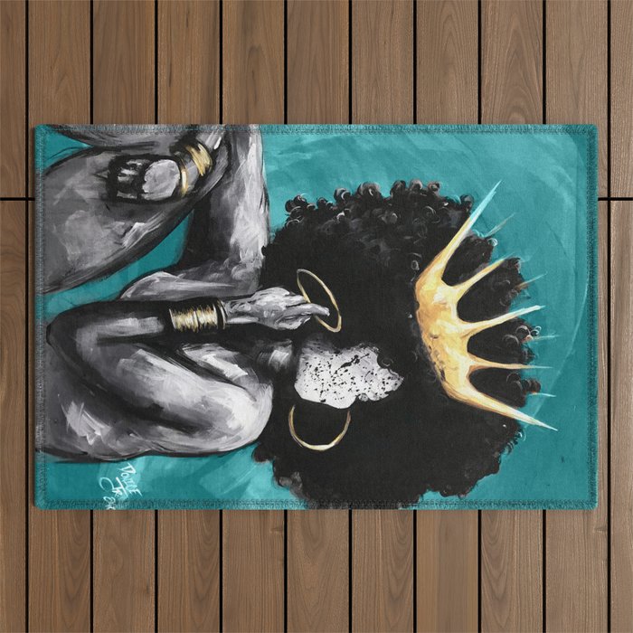 Naturally Queen VI  TEAL Outdoor Rug Gallery Image 1