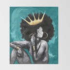 Naturally Queen VI  TEAL Throw Blanket Gallery Image 2