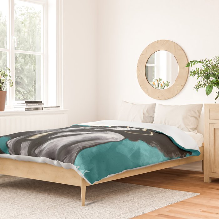 Naturally Queen VI  TEAL Duvet Cover Gallery Image 2