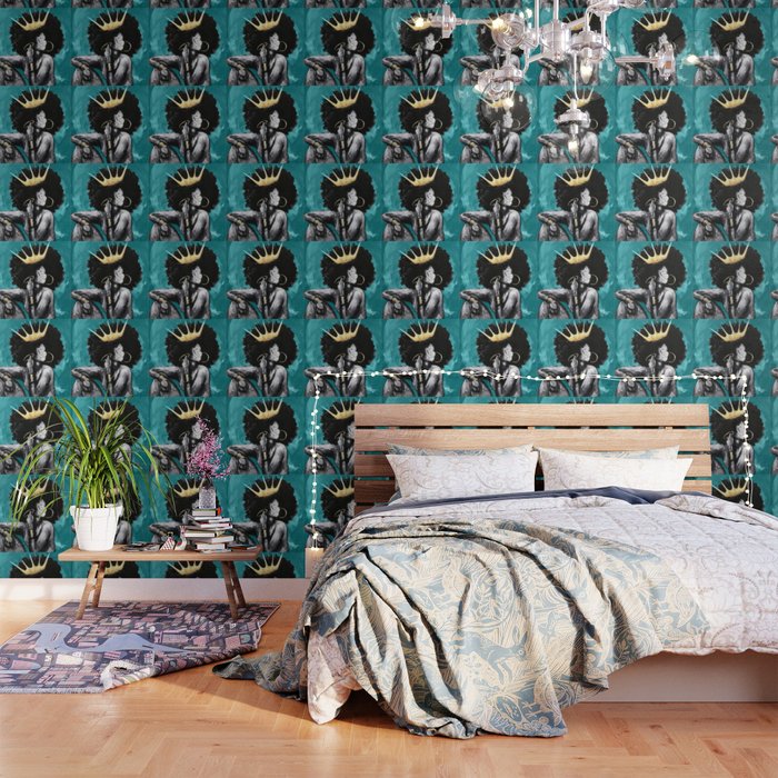 Naturally Queen VI  TEAL Wallpaper Gallery Image 3