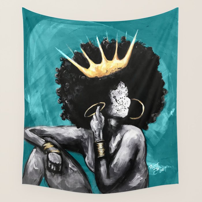 Naturally Queen VI  TEAL Wall Tapestry Gallery Image 4