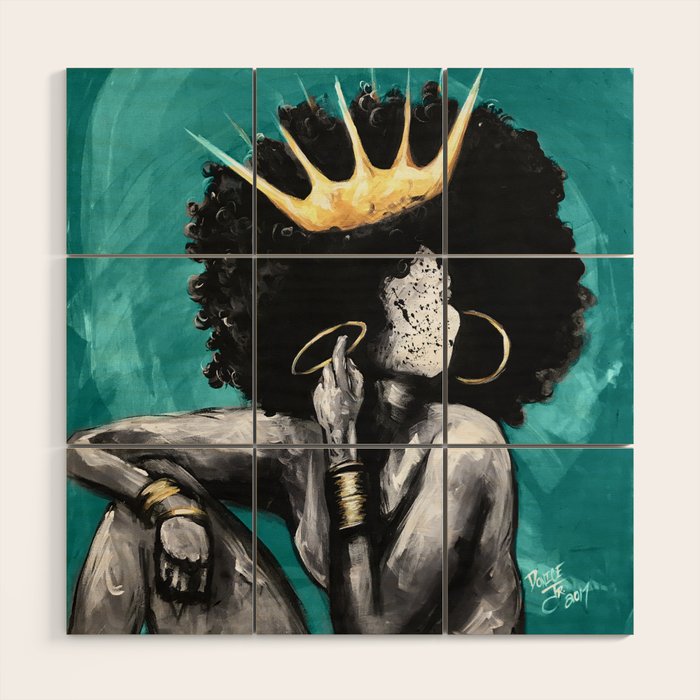 Naturally Queen VI  TEAL Wood Wall Art Gallery Image 1
