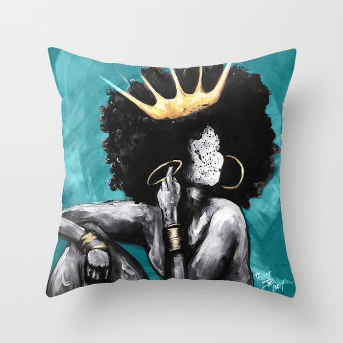 Naturally Queen VI  TEAL Throw Pillow Gallery Image 6
