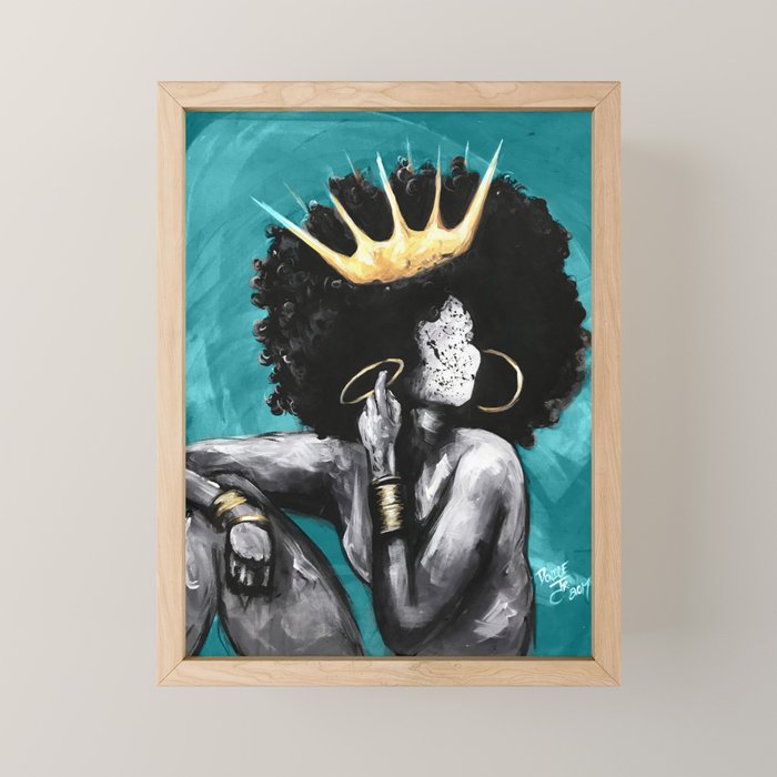 Naturally Queen VI  TEAL Mini Art Print Gallery Image 1