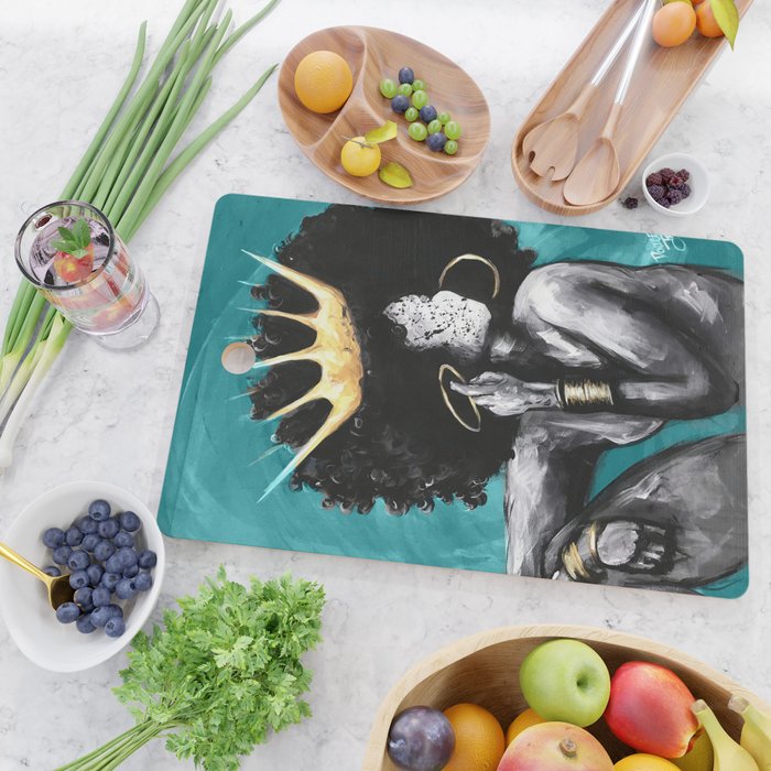 Naturally Queen VI  TEAL Cutting Board Gallery Image 2