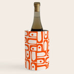 Mid Century Modern Piquet Abstract Multi Pattern in 70s Orange and Cream Beige Wine Chiller Gallery Image 1
