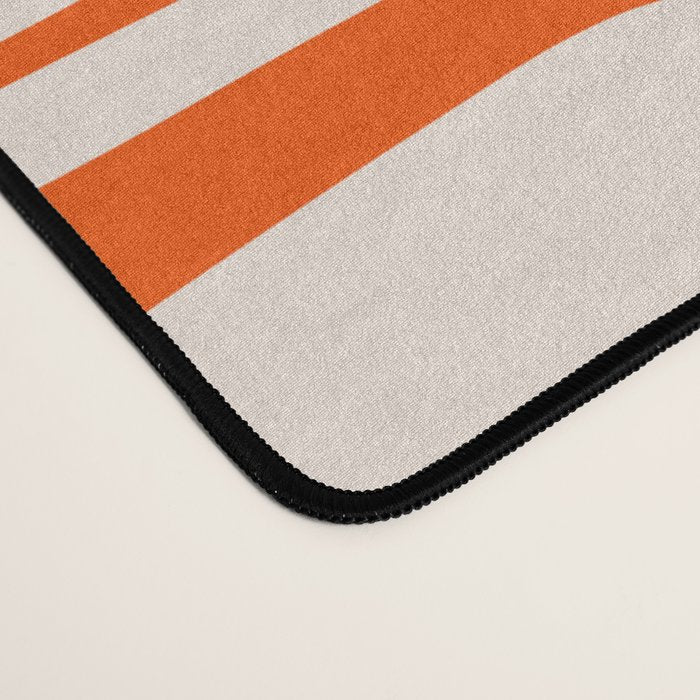Mid Century Modern Piquet Abstract Multi Pattern in 70s Orange and Cream Beige Desk Mat Gallery Image 4
