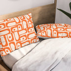 Mid Century Modern Piquet Abstract Multi Pattern in 70s Orange and Cream Beige Pillow Sham Gallery Image 2
