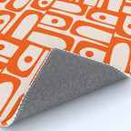 Mid Century Modern Piquet Abstract Multi Pattern in 70s Orange and Cream Beige Rug Gallery Image 4