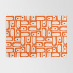 Mid Century Modern Piquet Abstract Multi Pattern in 70s Orange and Cream Beige Rug Gallery Image 2