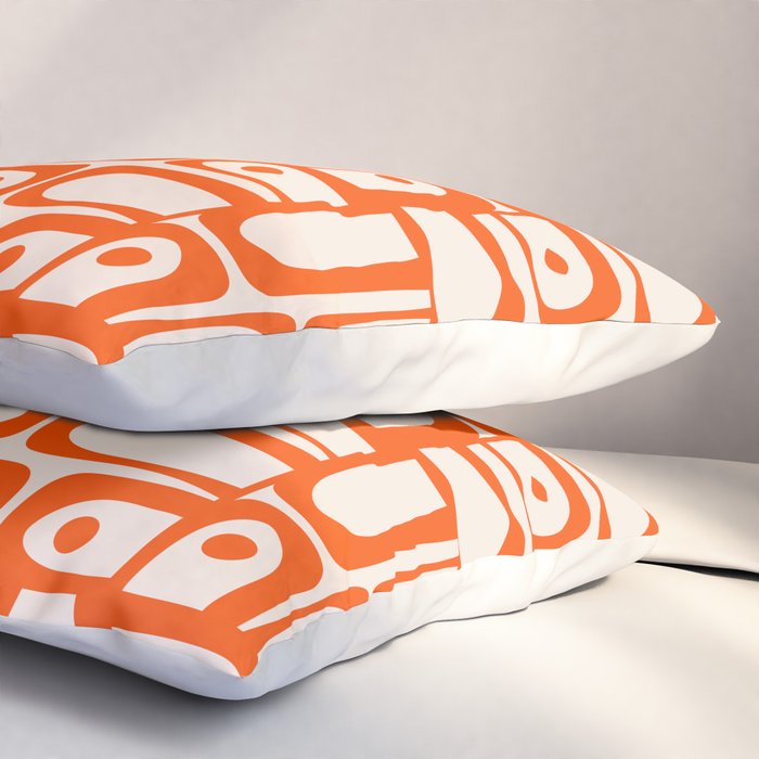 Mid Century Modern Piquet Abstract Multi Pattern in 70s Orange and Cream Beige Pillow Sham Gallery Image 3
