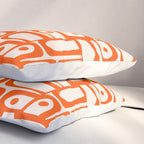 Mid Century Modern Piquet Abstract Multi Pattern in 70s Orange and Cream Beige Pillow Sham Gallery Image 3