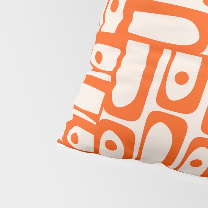 Mid Century Modern Piquet Abstract Multi Pattern in 70s Orange and Cream Beige Pillow Sham Gallery Image 4