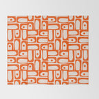 Mid Century Modern Piquet Abstract Multi Pattern in 70s Orange and Cream Beige Throw Blanket Gallery Image 2
