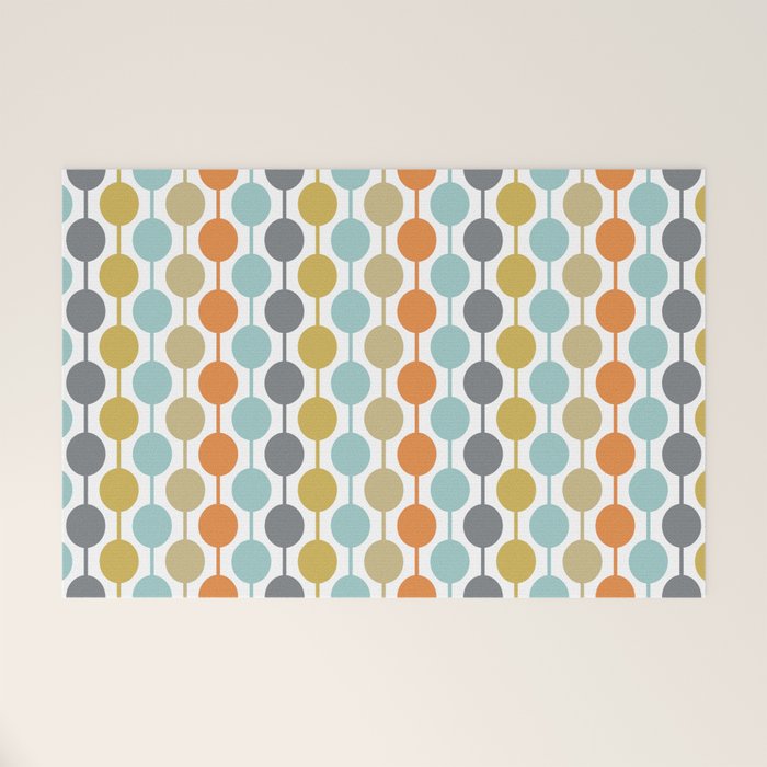 Retro Circles Mid Century Modern Background Welcome Mat