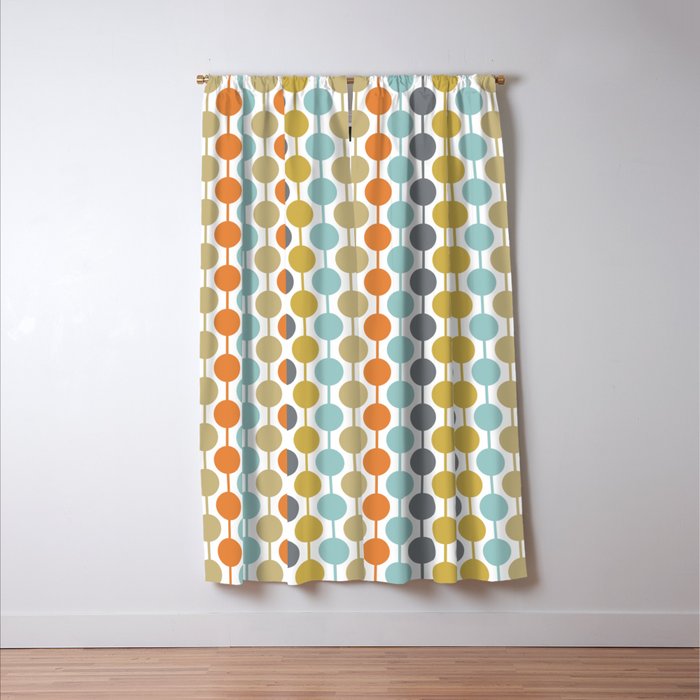 Retro Circles Mid Century Modern Background Window Curtain Gallery Image 3