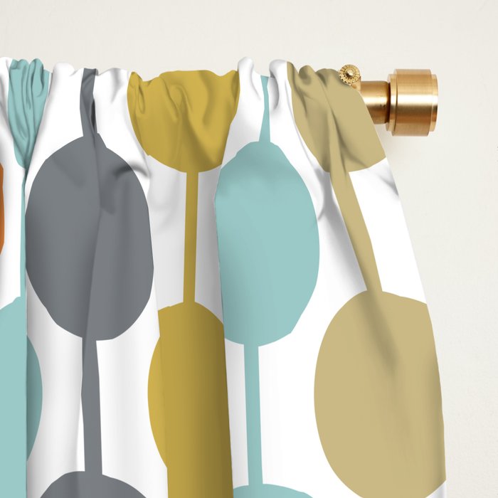 Retro Circles Mid Century Modern Background Window Curtain Gallery Image 2