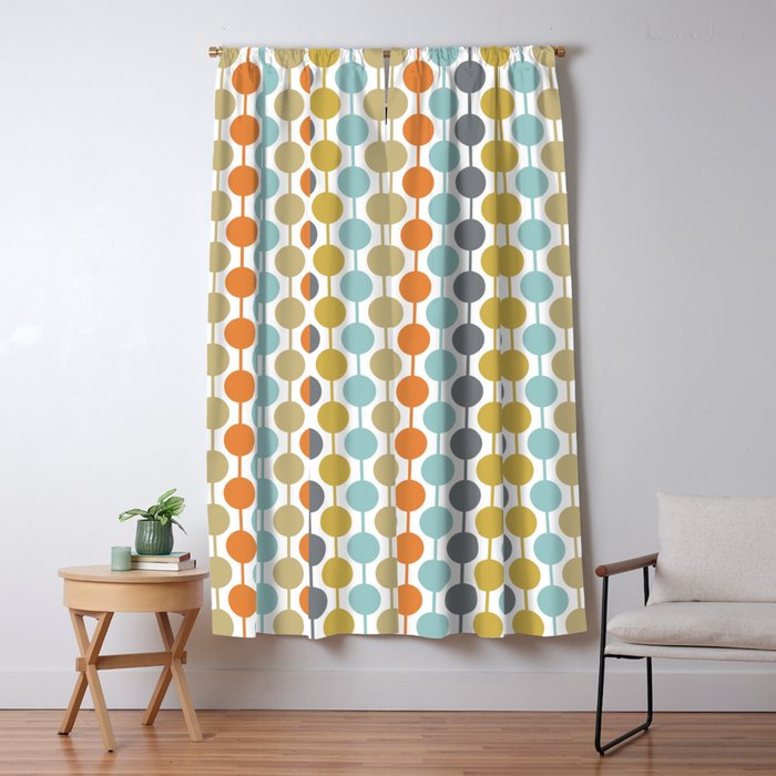 Retro Circles Mid Century Modern Background Window Curtain Gallery Image 1