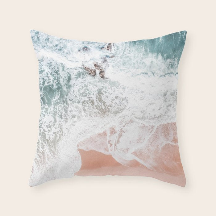 Aerial Beach Print - Sands of Coral Haze - Ocean Sea photography by Ingrid Beddoes Throw Pillow Gallery Image 6