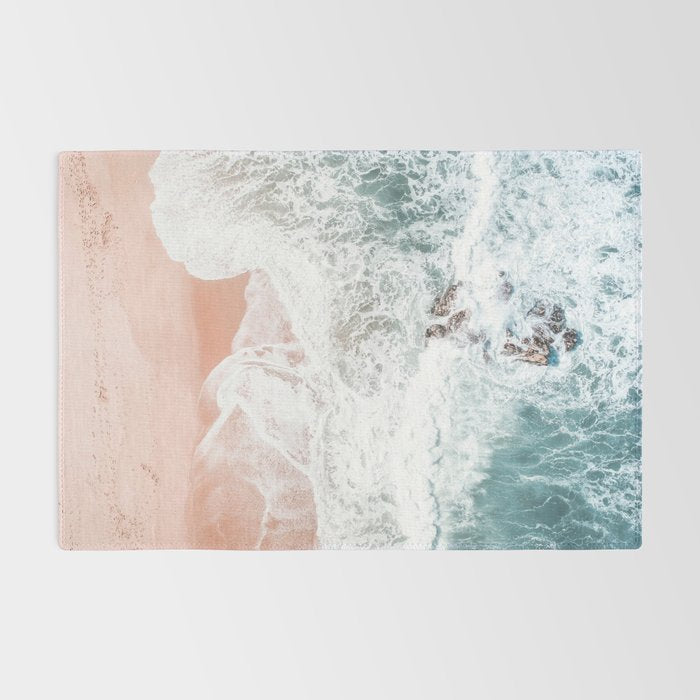 Aerial Beach Print - Sands of Coral Haze - Ocean Sea photography by Ingrid Beddoes Rug Gallery Image 2