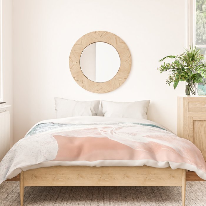 Aerial Beach Print - Sands of Coral Haze - Ocean Sea photography by Ingrid Beddoes Duvet Cover Gallery Image 3