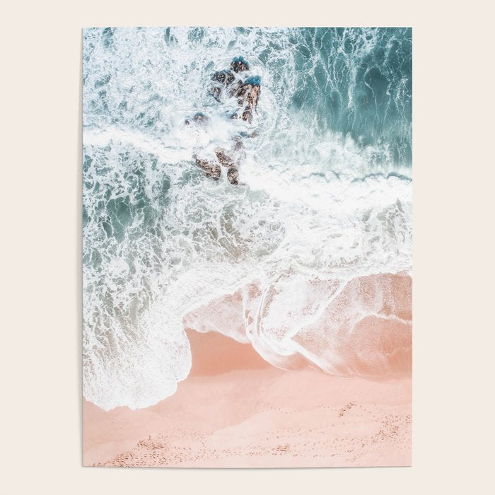 Aerial Beach Print - Sands of Coral Haze - Ocean Sea photography by Ingrid Beddoes Poster Gallery Image 1