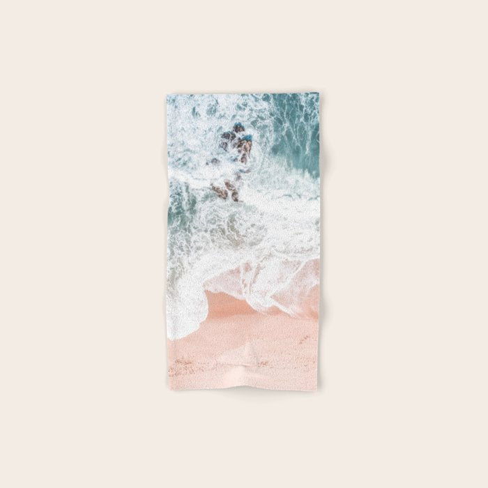 Aerial Beach Print - Sands of Coral Haze - Ocean Sea photography by Ingrid Beddoes Towels Gallery Image 1