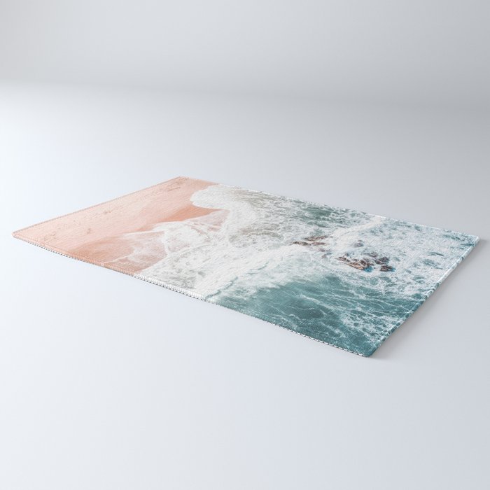 Aerial Beach Print - Sands of Coral Haze - Ocean Sea photography by Ingrid Beddoes Rug Gallery Image 3