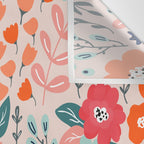 Ditsy Florals, Pink, Orange, Teal, Navy Wall Tapestry Gallery Image 3