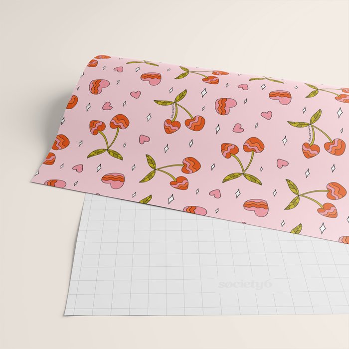 Vintage Cherry Print Wrapping Paper Gallery Image 2