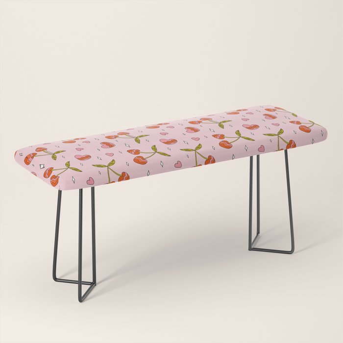 Vintage Cherry Print Bench Gallery Image 1