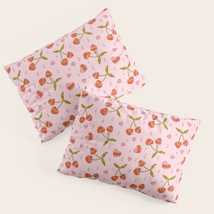 Vintage Cherry Print Pillow Sham Gallery Image 3
