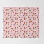 Vintage Cherry Print Throw Blanket Gallery Image 2