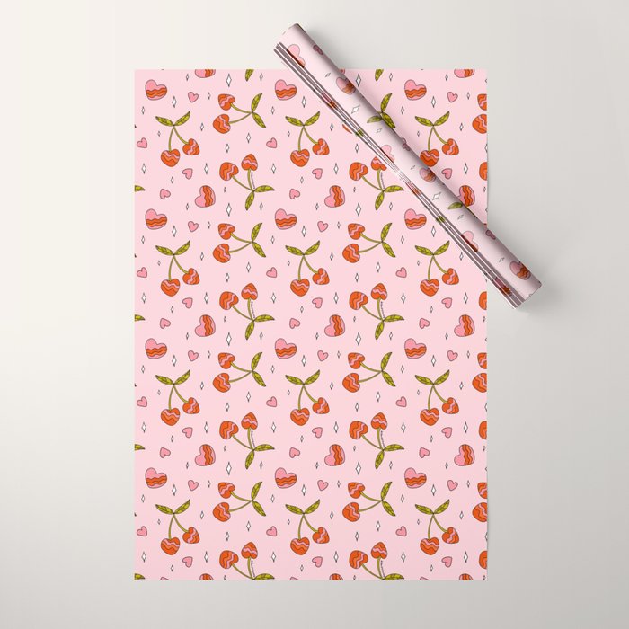 Vintage Cherry Print Wrapping Paper Gallery Image 1