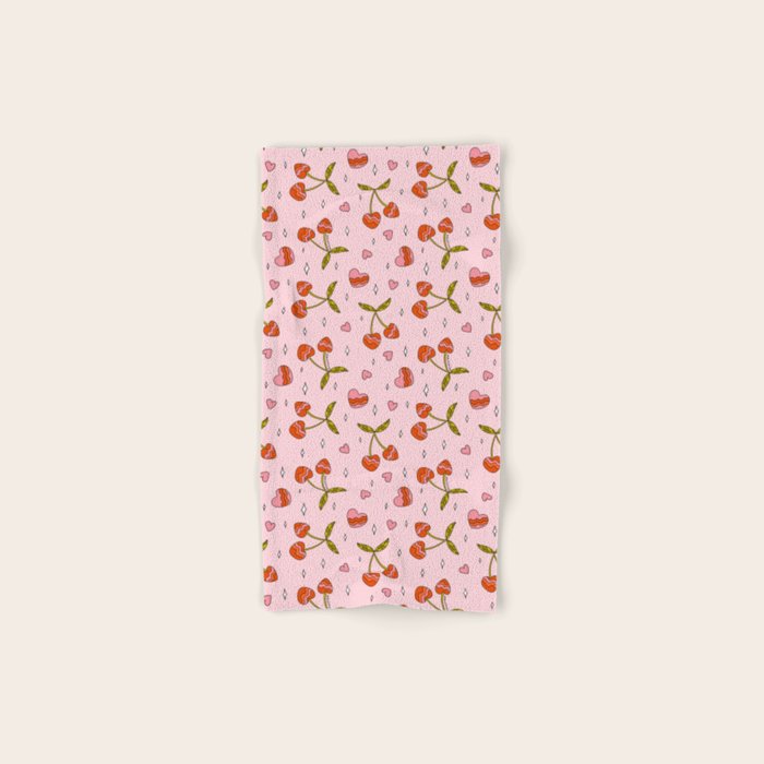 Vintage Cherry Print Bath Towel Gallery Image 1