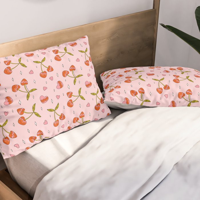 Vintage Cherry Print Pillow Sham Gallery Image 2