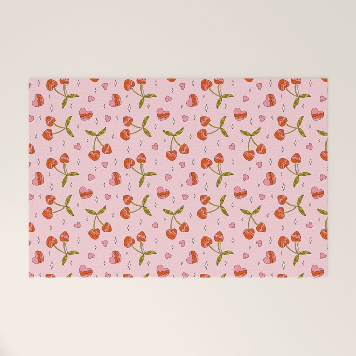 Vintage Cherry Print Welcome Mat Gallery Image 1